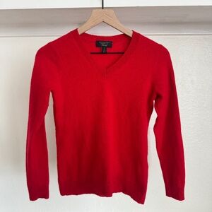 Charter Club Luxury 100% Cashmere Red V-Neck Sweater Sz S